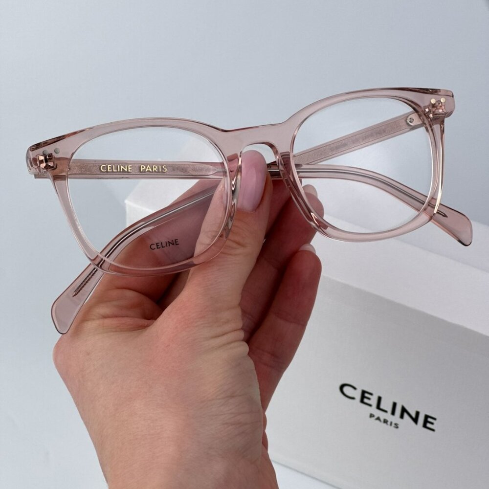 Celine THIN Women BRAND NEW Eyeglasses Shiny Rose Demo Square CL50058I 074